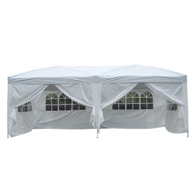 Outsunny Carpa Plegable 5,91x2,97x2,55 m en Acordeón con 4 Paneles laterales y 2 Cortinas +Bolsa Transporte Color Blanco