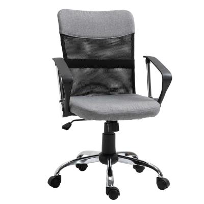 Vinsetto Silla de Oficina Ergonómica Silla de Escritorio Basculante y Giratoria con Altura Ajustable del Asiento Reposabrazos y Ruedas 57x57x93-103 cm Gris