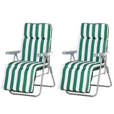 Pack de 2 Tumbonas Acolchadas Plegables y Reclinables con Reposapiés para Playa o Camping - Acero - 60x75x102cm