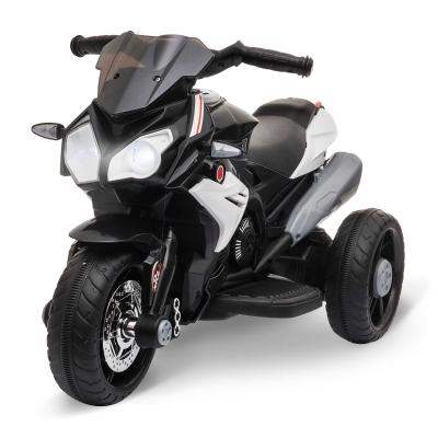 HOMCOM Moto Eléctrica Infantil con 3 Ruedas Trimoto para Niños de +3 Años con Batería 6V Recargable Funciones de Música Bocina Faros 86x42x52 cm Negro y Blanco