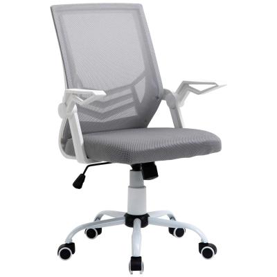 Vinsetto Silla de Oficina Ergonómica Silla Escritorio Giratoria con Altura Ajustable Reposabrazos Abatible Soporte Lumbar y Respaldo Transpirable 62,5x55x94-104 cm Gris