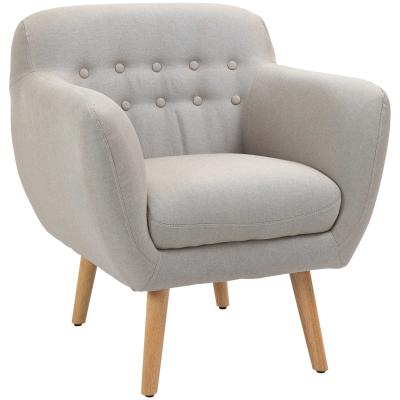 HOMCOM Sillón Individual con Patas de Madera Butaca Moderna estilo Nórdico Acolchado para Salón Dormitorio 71x62x78 cm Beige