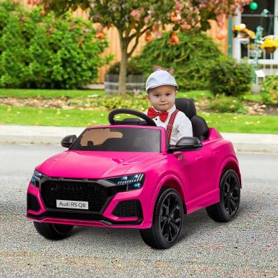 HOMCOM Coche Eléctrico Infantil +3 Años Licencia Audi RS Q8 con Batería 6V Mando a Distancia Música MP3 Bocina y Luces Velocidad Máx. 3km/h 101x62x51 cm Rosa