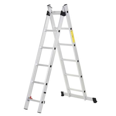 HOMCOM Escalera Aluminio con Estructura Triangular de Tijera Plegable Portátil 2 Formas de Uso Antideslizante Máx. 150kg Altura 160-249cm Plata
