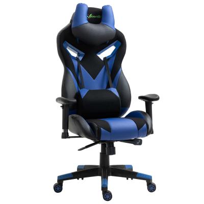 Vinsetto Silla Gaming Ergonómica Silla para gamers Silla de Juegos Giratoria con Altura Ajustable Reposabrazos Regulable Reposacabezas y Cojín Lumbar Extraíbles 70x71x125-133 cm Azul