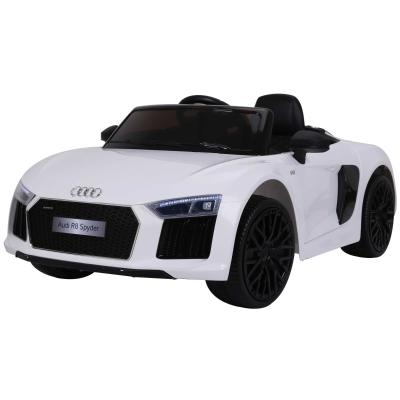 HOMCOM Coche Eléctrico para Niño mayores de 3 años Audi R8 con Mando a Distancia MP3 USB Luces y Sonidos Apertura de Puerta 123x71x49cm Carga 30kg Color Blanco