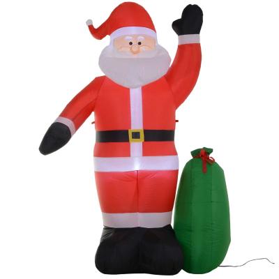 HOMCOM Santa Claus Inflable Papa Noel Hinchable Decoración Navideña con Luz LED Inflador y Accesorios Incluidos 150×60×240cm