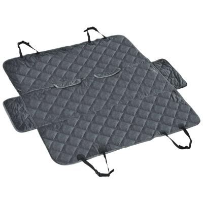 PawHut Funda de Asiento de Coche para Perros Cubierta Protectora Mascotas Antideslizante y Aperturas para Cinturón de Seguridad Fácil de Instalar y Limpiar 160x145 cm Gris
