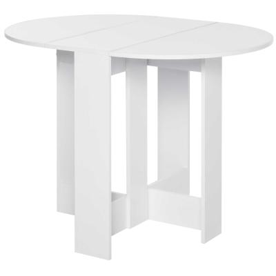 HOMCOM Mesa Plegable con 2 Alas Abatibles Mesa Auxiliar de Madera para Comedor Cocina Salón 104x76x73,7 cm Blanco