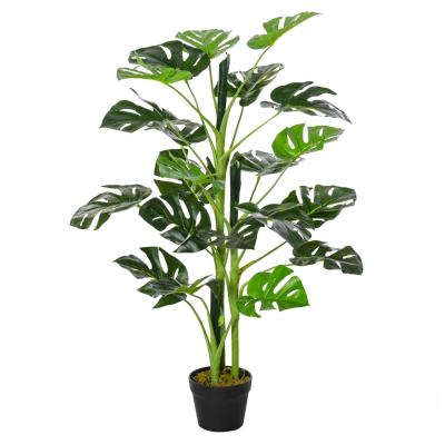 Outsunny Planta Artificial Monstera con Maceta Árbol Tropical Sintético con 21 Hojas y para Casa Oficina Ø16x100 cm Verde
