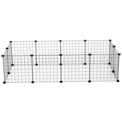 PawHut Valla Metálica para Mascotas con 12 Paneles Parque para Animales Pequeños Desmontable Diseño DIY Negro 106x73x36cm