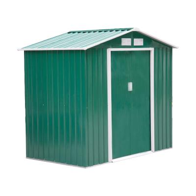 Outsunny Caseta de Jardín Tipo Cobertizo de Exterior de Acero con Puerta Corrediza y Ventilación para Almacenaje de Herramientas 213x130x185 cm Verde