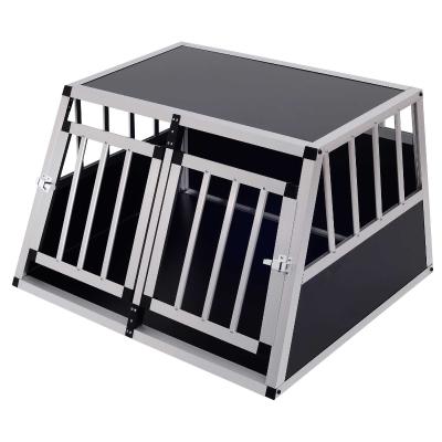 Pawhut Jaula Aluminio para Perros Transportín Aluminio de Perro para Viaje Doble Puerta con Tabique Hermético Extraíble 89,5x68,5x50 cm