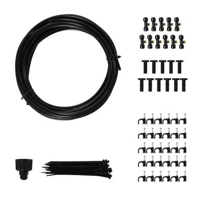 Outsunny Rociador de Agua para Jardines Sistema de Enfriamiento por Nebulización Diferentes Boquillas Grifo de Latón Negro 6m
