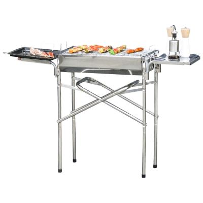 Barbacoa de Carbón Plegable Camping– Color plateado - Acero – 104 x 30 x 68cm