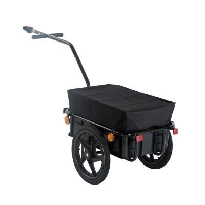 HOMCOM Remolque de Bicicleta Negro Acero con Reflectores Acero 144x59x80cm