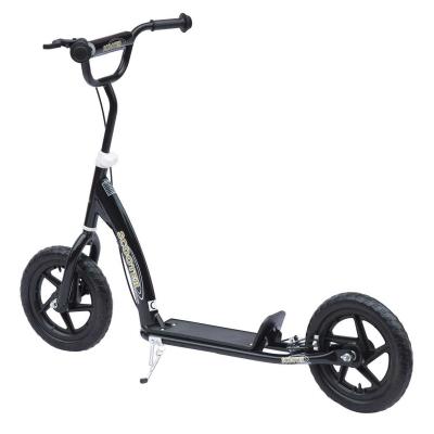 HOMCOM Patinete para Niños de +5 Años Scooter de 2 Ruedas Grandes de 12 Pulgadas con Freno y Manillar Ajustable en Altura Carga Máx. 100 kg 120x52x80-88 cm Negro