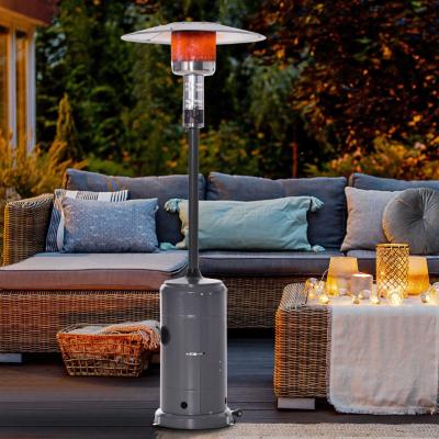 Outsunny Estufa de Gas para Exterior 12,5KW Tipo Sombrilla Calefactor para Patio con Apagado Automático Ruedas y Cubierta Ø81,5x225 cm Gris Carbón