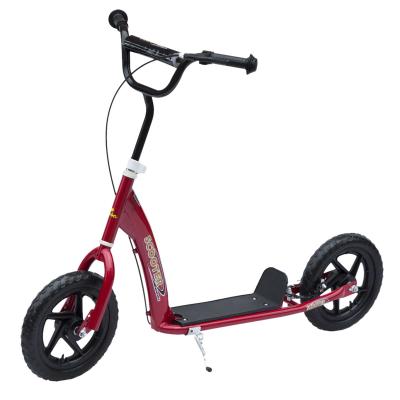 HOMCOM Patinete para Niños de +5 Años Scooter de 2 Ruedas Grandes de 12 Pulgadas con Freno y Manillar Ajustable en Altura Carga Máx. 100 kg 120x52x80-88 cm Rojo