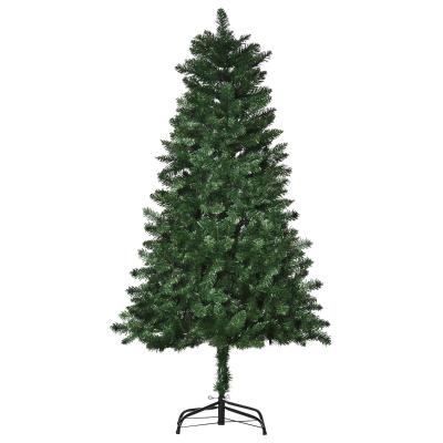 HOMCOM Árbol de Navidad Artificial 150 cm Ignífugo con 454 Ramas con 2 Tipos de Puntas de PVC y Soporte de Acero Decoración Navideña de Interior Verde