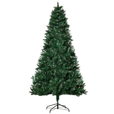 HOMCOM Árbol de Navidad Artificial 210 cm Ignífugo con 1064 Ramas con 2 Tipos de Puntas de PVC y Soporte de Acero Decoración Navideña de Interior Verde