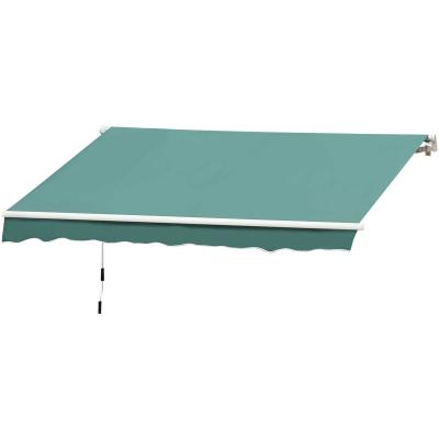 Outsunny Toldo Manual Plegable de Aluminio de 400x250cm con Manivela para Patio Balcón Jardín y Terraza Tela de Poliéster 280g/m² Color Verde Oscuro