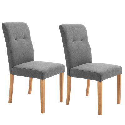 HOMCOM Conjunto de 2 Sillas de Comedor con Respaldo Alto Asiento Acolchado y Tapizadas con Tejido Transpirable con Tacto de Lino Cocina Sala de Estar 50x62x96 cm Gris