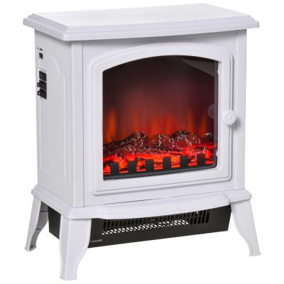 HOMCOM Chimenea Eléctrica 1000/2000W con Llama Simulada y Termostato Ajustable Blanco