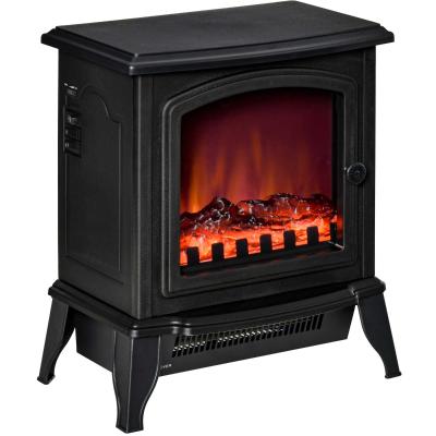 HOMCOM Chimenea Eléctrica 1000/2000W con Llama Simulada y Termostato Ajustable Negro