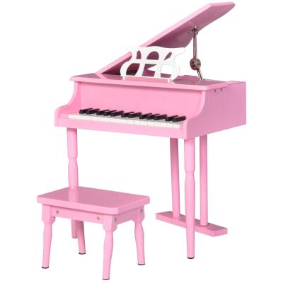 HOMCOM Piano de Cola Infantil Instrumento 30 Teclas Taburete y Atril 52x50x49 cm Rosa