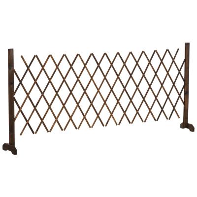Outsunny Valla de Madera Extensible Barrera de Seguridad para Perros Retráctil Multiusos para Decoración Césped Jardín Patio 225x30x106 cm Marrón Carbonizado