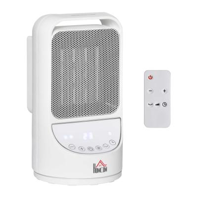 HOMCOM Calefactor Cerámico Portátil 2 Niveles de Potencia 1000W/2000W con Mando a Distancia Temporizador de 12H 3 Modos de Viento y 45° Oscilación Silencioso Ø15x28 cm Blanco