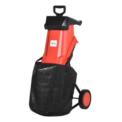 Outsunny Trituradora Eléctrica de Hojas 2500W para Jardín con 2 Cuchillas de Volteo Bolsa de Recolección de 50L y Ruedas para Ramas Malas Hierbas 40x34x89 cm Negro y Rojo