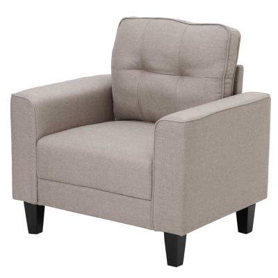 HOMCOM Butaca de Salón con Asiento Acolchado y Patas de Madera Sillón Sofá Individual Moderno para Dormitorio Oficina 90x72x91 cm Beige