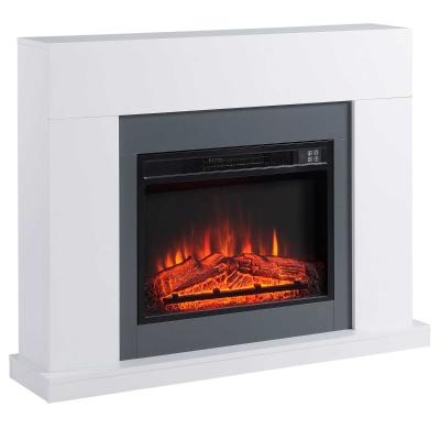 HOMCOM Chimenea Eléctrica 1800W-2000W con Mando a Distancia Llama Ajustable Termostato Temporizador Semanal y Protección contra Sobrecalentamiento 113x26,6x87,5 cm Blanco