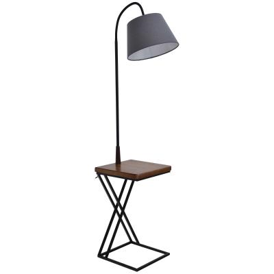 HOMCOM Lámpara de Pie Iluminación Interior Moderno Foco de Luces con Cabeza Flexible Estante de Almacenamiento Patas de Acero 36x36x165 cm