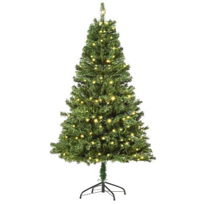 HOMCOM Árbol Artificial de Navidad de 490 Ramas 170 Luces LED Base de Metal Plegable Estructura con Bisagras para Interiores Φ75x150 cm Verde