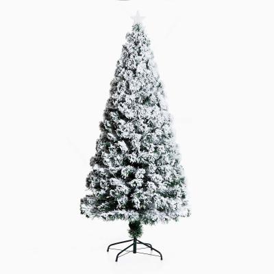 HOMCOM Árbol de Navidad 180cm Artificial Árbol Pino Natural de Blanco Nevado con Soporte de Metal Luces LED 230 Ramas