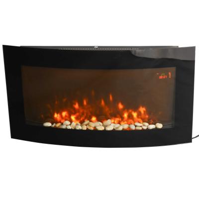 HOMCOM Chimenea Eléctrica Tipo Estufa de Pared con Efecto Llamas Atmosféricas y Luz LED de 7 Colores con Mando A Distancia 1000W/2000W 89,2x13,5x48cm
