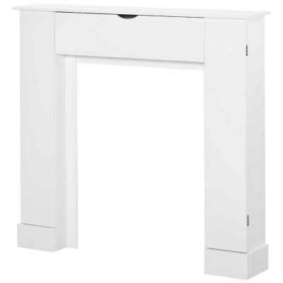 HOMCOM Marco de Chimenea Decorativo con 3 Puertas y Estantes Interiores Ajustables Estructura de Chimenea Moderna para Salón Pasillo 107x18x100 cm Blanco