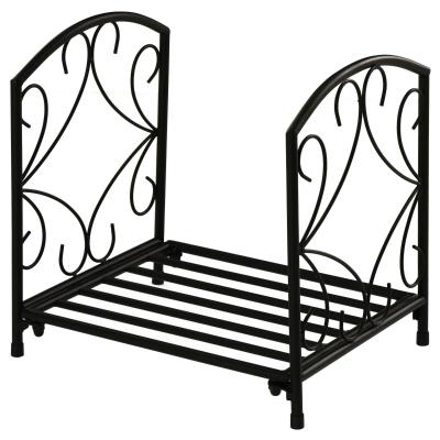Outsunny Estante para Leña Metálico Leñero Interior y Exterior con Rejilla y Base Elevada Diseño Vintage Carga Máx. 50 kg 39,5x31,5x39,5 cm Negro