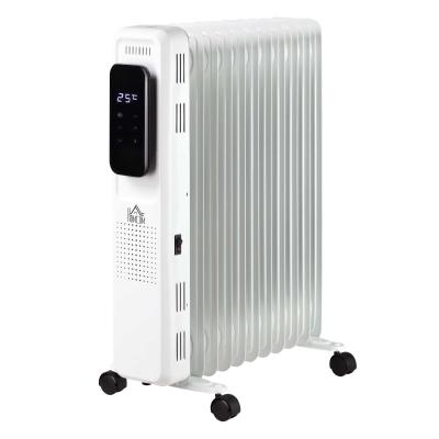 HOMCOM Radiador de Aceite 2720W 3 Modos de Calefacción con 11 Elementos Pantalla LED Control Táctil Termostato Temporizador 24H y Ruedas Bajo Consumo 20 m² 50,5x24x63 cm Blanco