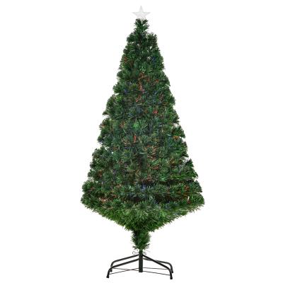 HOMCOM Árbol de Navidad Verde fibra óptica Φ60x150cm + Luces LED Perfecto para Decoración Navidad