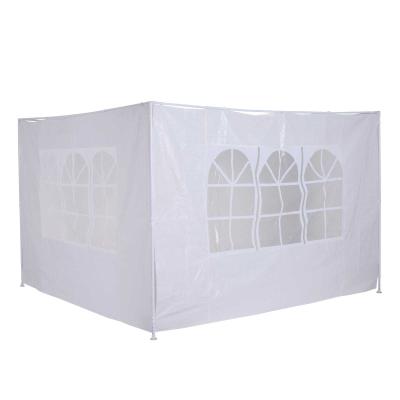 Outsunny 2 Paredes Laterales para Carpa de 3x3m 3x6m Cortinas para Gazebo 2 Lados Tela Impermeable con Ventanas Medidas 300x200cm Blanco