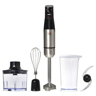 HOMCOM Batidora de Mano 1000W 4 en 1 con Velocidades Ajustables 2 Cuchillas de Acero Inoxidable Picadora 500ml Vaso Medidor 800ml y Batidor de Varilla 10x6,5x41 cm Negro