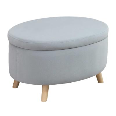 HOMCOM Otomano Puff Tapizado en Terciopelo Acolchado Taburete de Almacenaje Elíptico con Tapa Extraíble y Patas de Madera para Dormitorio Salón Pasillo 71x51,5x42 cm Gris