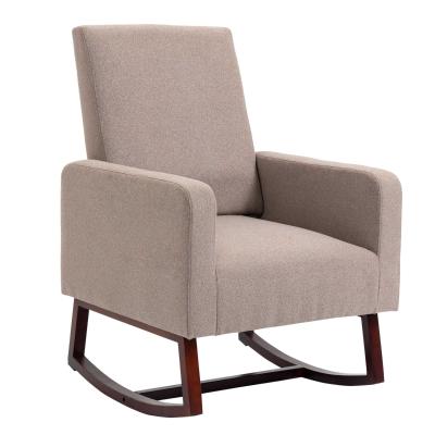 HOMCOM Silla Mecedora Tapizada en Franela Sillón Balancín Relax con Asiento Reposabrazos Acolchados y Base de Madera Ideal Lactancia 72x75x105 cm Marrón