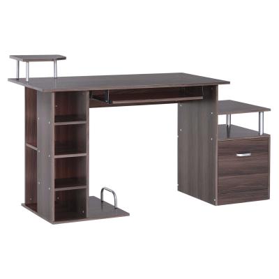 HOMCOM Mesa de Ordenador Monitor PC de Madera con Soporte de Impresora Armarios Estantes Abiertos Múltiple Almacenaje Mesa Escritorio 152x60x80 cm Marrón