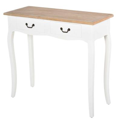 HOMCOM Mesa de Consola Mesa Auxiliar con 2 Cajones Diseño de Retro para Entrada Pasillo Sala de Estar Dormitorio Pino 87x34x78,5 cm Blanco