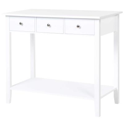 HOMCOM Mesa Auxiliar para la Entrada Con 3 Cajones y 1 Estante Inferior para Gran Espacio de Almacenaje para Muebles de Recibidor 90x40x75cm Blanco